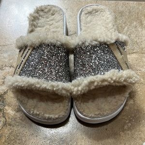 Golden Goose glitter shearling slides
